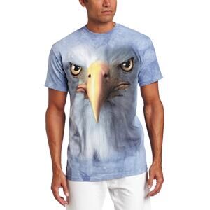 The Mountain Eagle Face T Shirt Crew Neck Pullover 100% Cotton Gray Wash XL